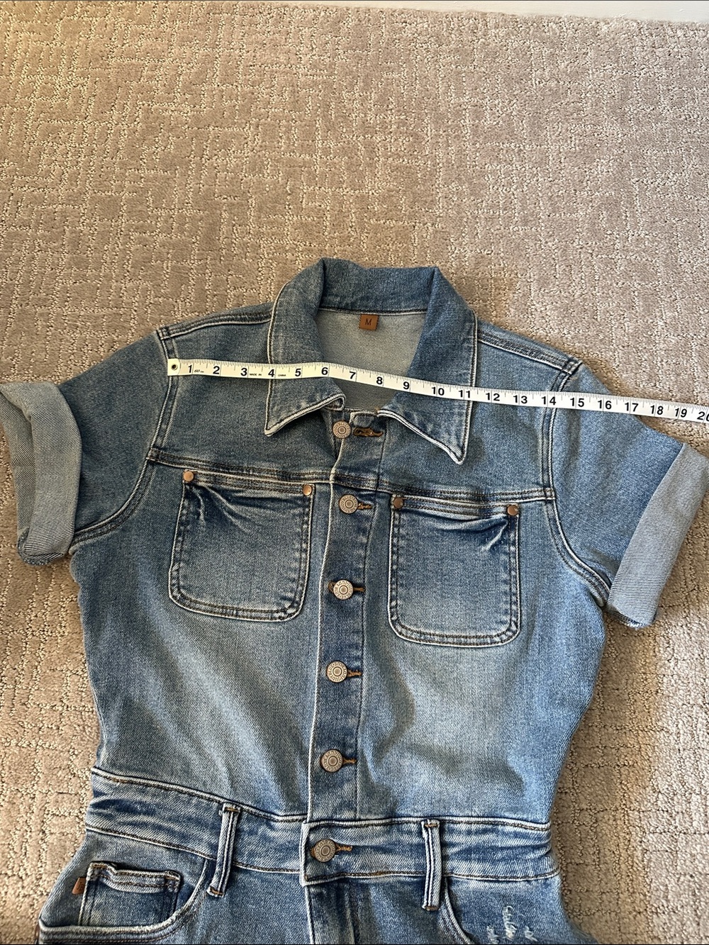 Judy Blue Light Blue Denim Short Sleeve Romper - Picture 3 of 7